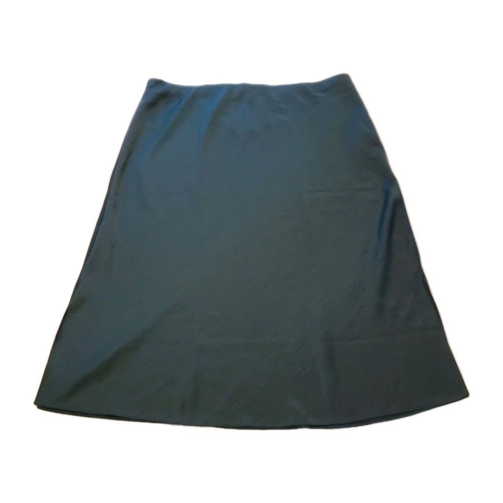Universal Standard Womens Dark Green Satin Midi Skirt Sz Large Evening Date